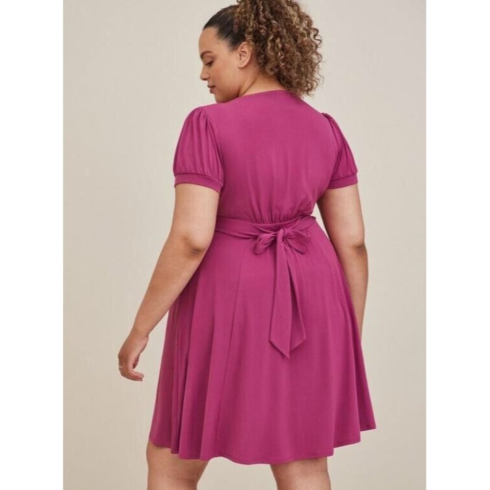 Torrid Womens Size 3X Short Sleeve Mini Studio Knit Surplice Dress Pockets - Picture 4 of 12
